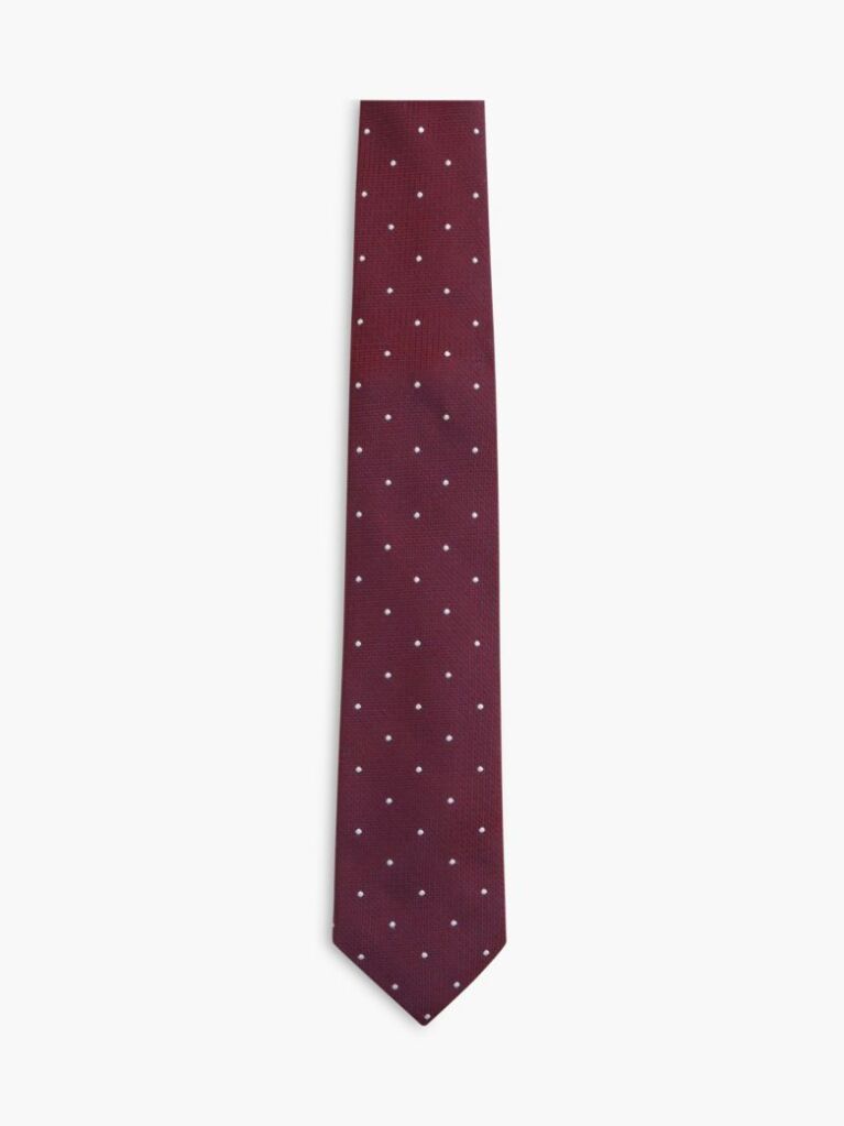 Red New York Label Dot Silk Tie  Men