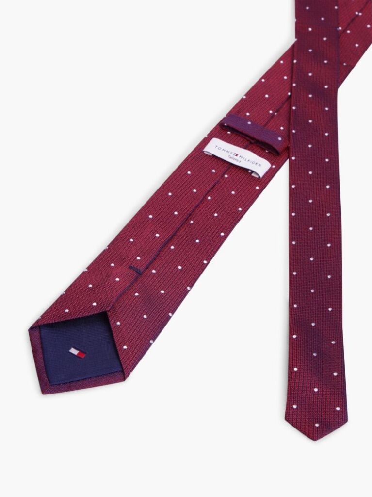Red New York Label Dot Silk Tie  Men