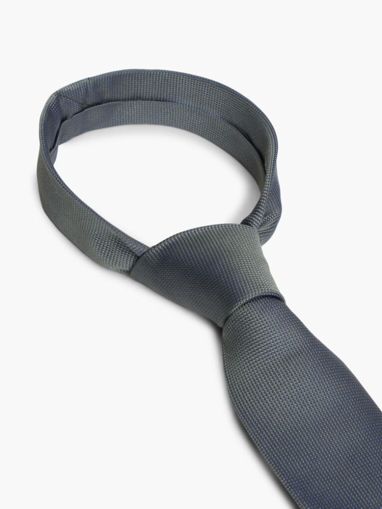 Green New York Label Pattern Silk Tie  Men