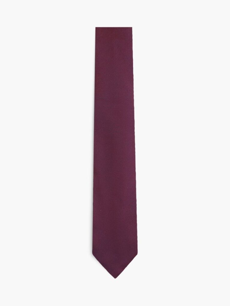 Red New York Label Pattern Silk Tie  Men