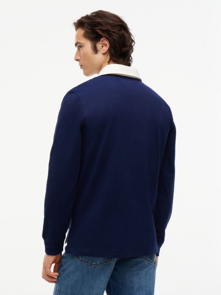 Blue Colour-Blocked Flag Rugby Sweatshirt  Men