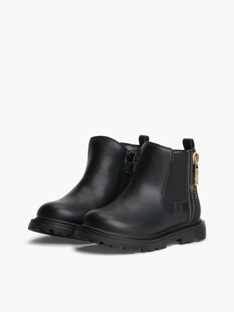 Black Logo Cleat Chelsea Boots  Girls