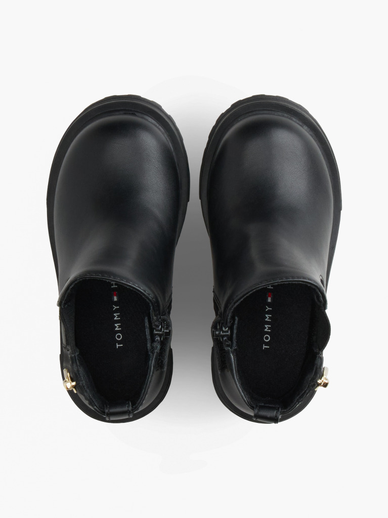 Black Logo Cleat Chelsea Boots  Girls