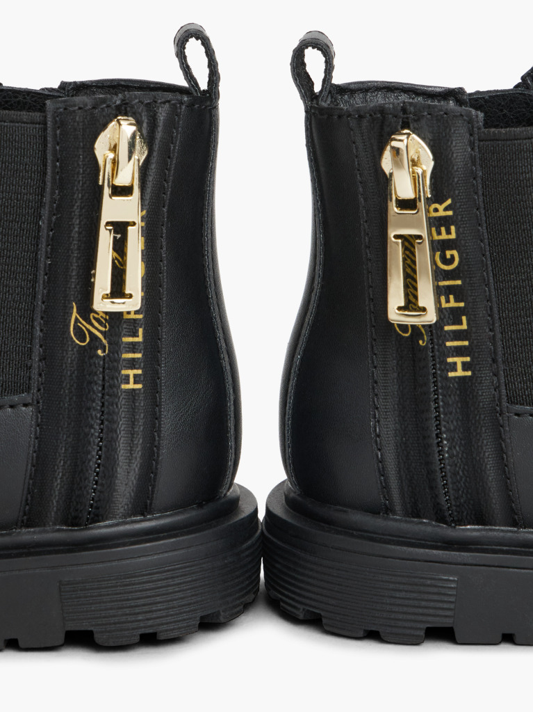 Black Logo Cleat Chelsea Boots  Girls