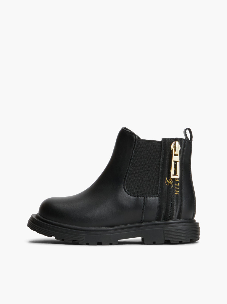 Black Logo Cleat Chelsea Boots  Girls