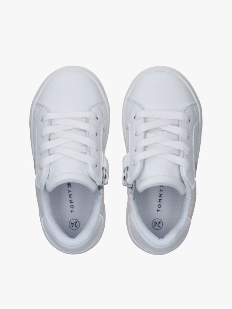 Άσπρο Δετά Sneakers Με Γυαλιστερές Λεπτομέρειες  Κορίτσια