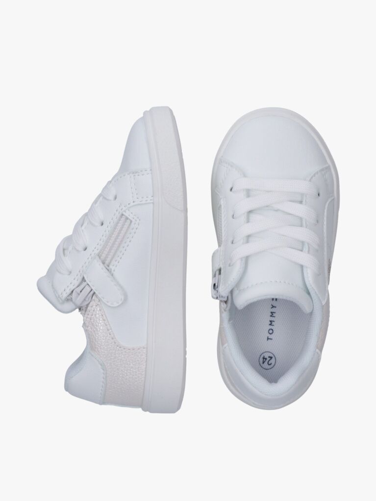 Άσπρο Δετά Sneakers Με Γυαλιστερές Λεπτομέρειες  Κορίτσια