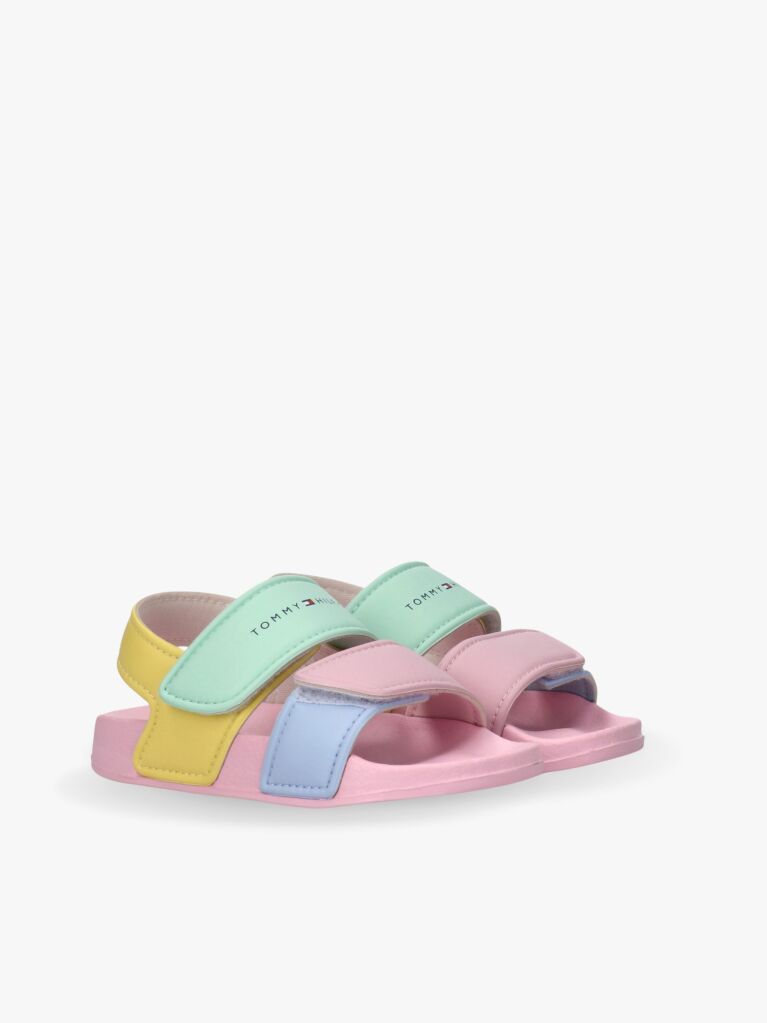 Multi Logo Hook And Loop Sandals  Girls