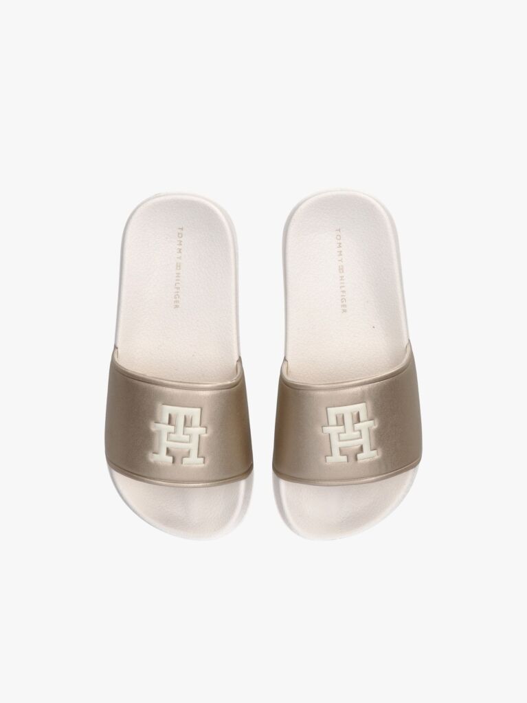 Gold TH Monogram Pool Slides  Girls