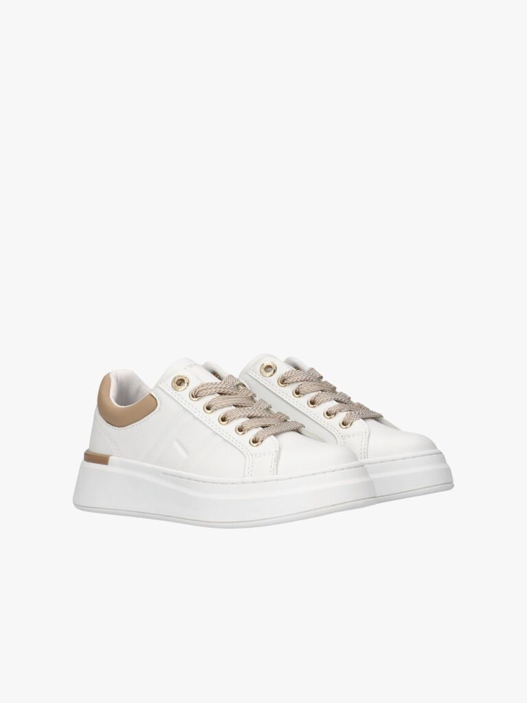 White Low Cut Lace Up Sneakers  Girls