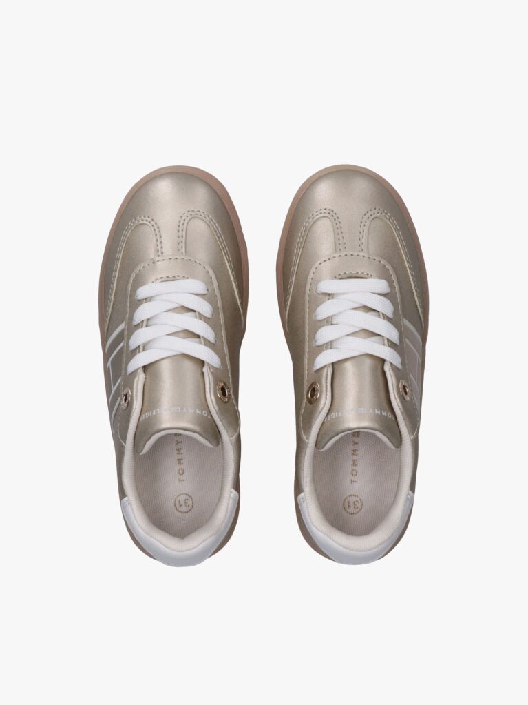 Gold Tonal Flag Sneakers  Girls