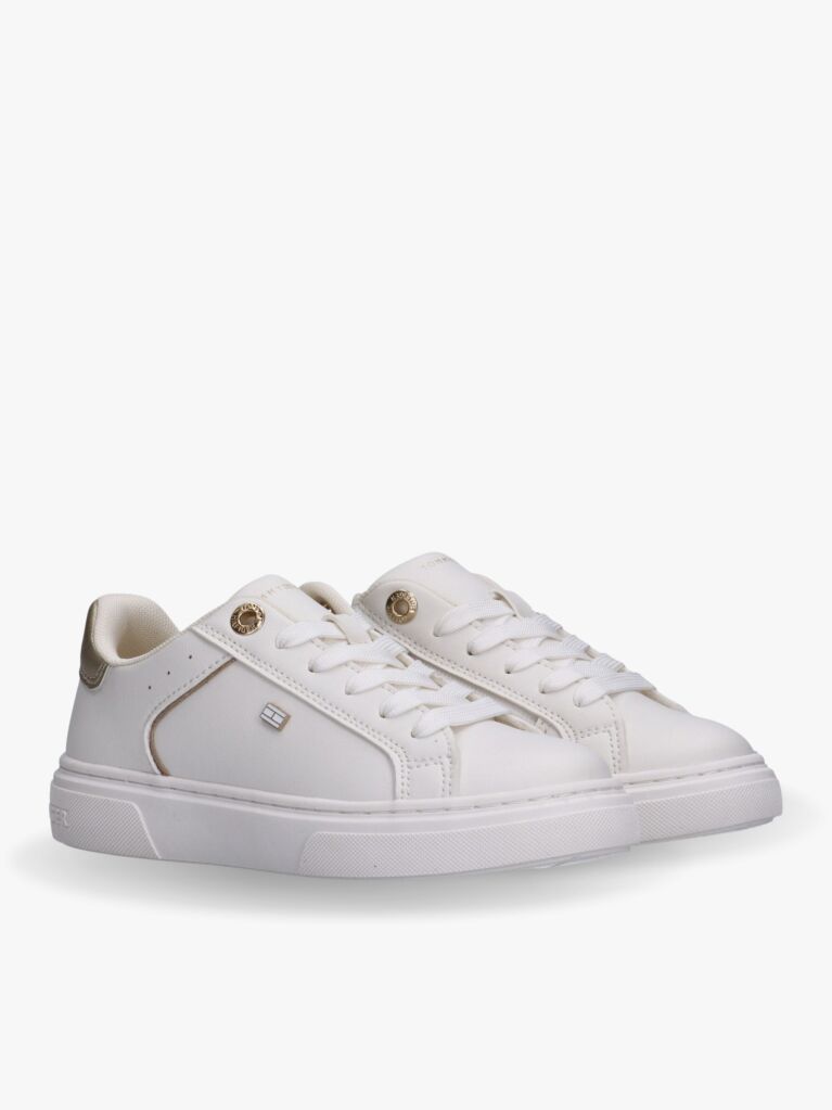 White Metallic Trim Lace-Up Sneakers  Girls