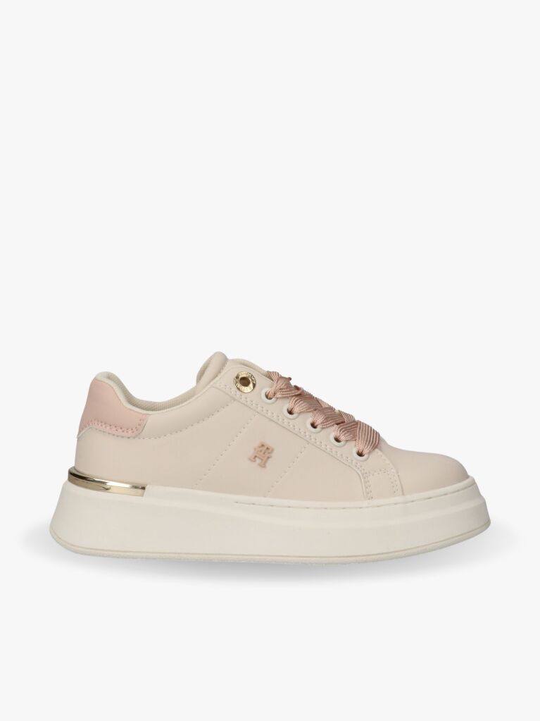 Beige TH Monogram Metallic Trim Sneakers  Girls