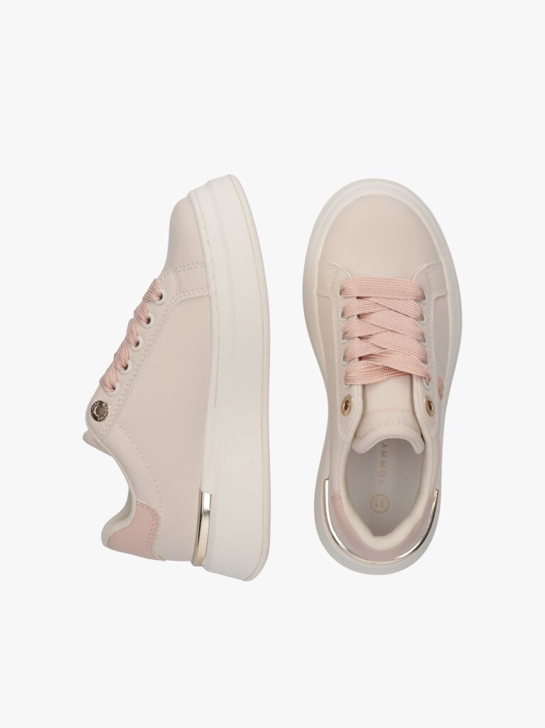 Beige TH Monogram Metallic Trim Sneakers  Girls