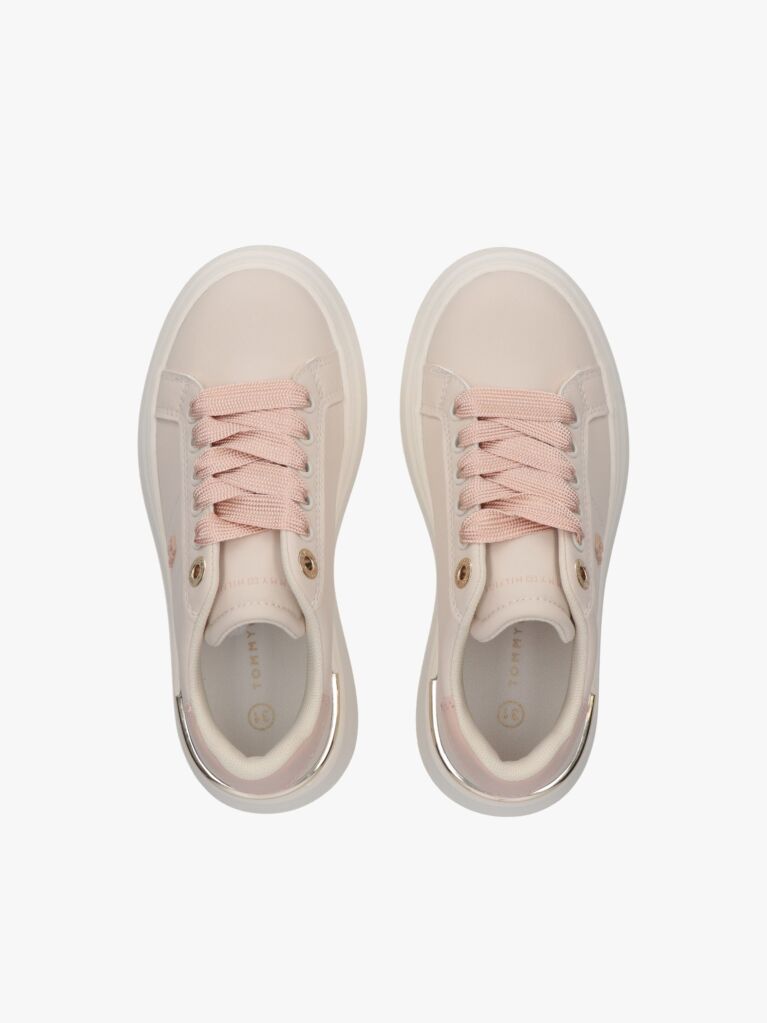 Beige TH Monogram Metallic Trim Sneakers  Girls
