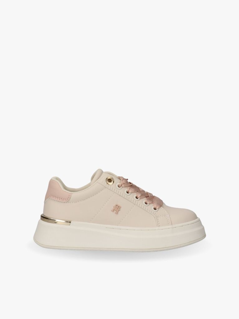 Beige TH Monogram Metallic Trim Sneakers  Girls