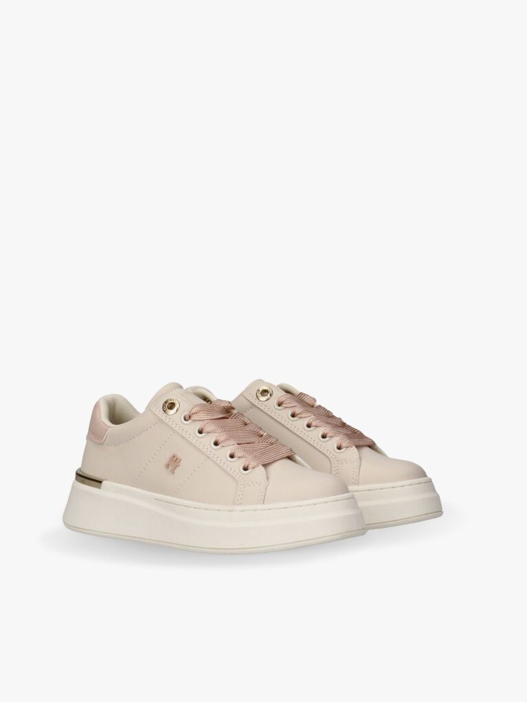 Beige TH Monogram Metallic Trim Sneakers  Girls