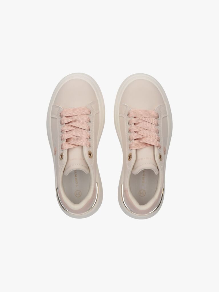 Beige TH Monogram Metallic Trim Sneakers  Girls