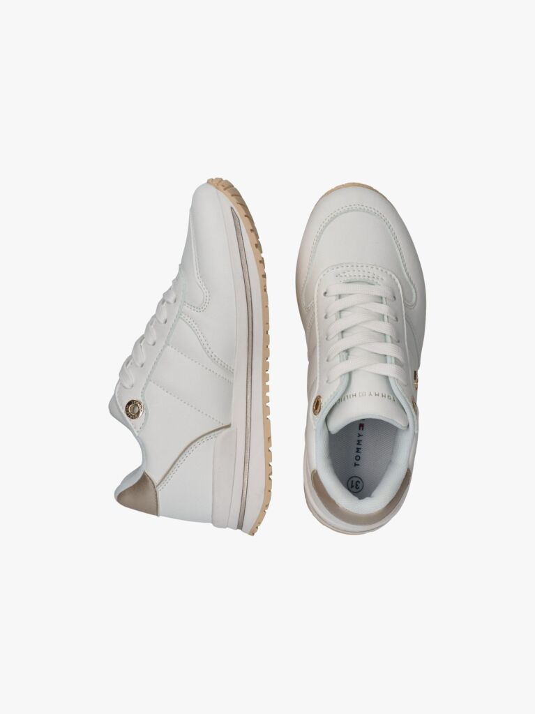 White Low-Cut Lace Up Sneakers  Girls