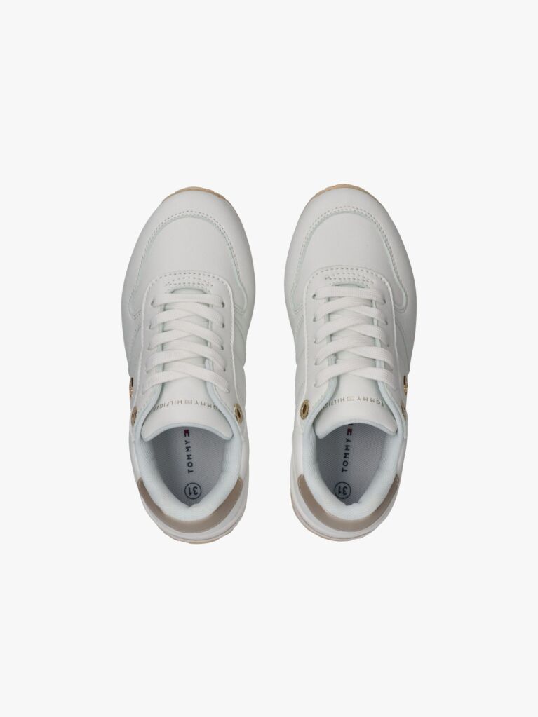 White Low-Cut Lace Up Sneakers  Girls