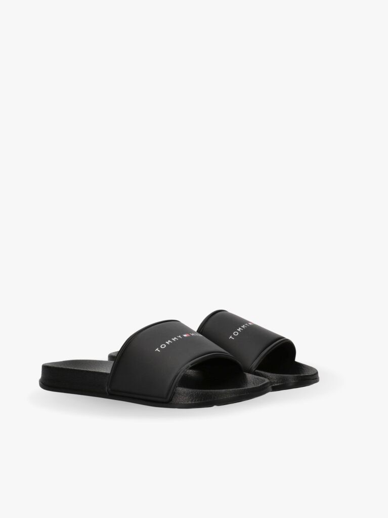 Black Logo Pool Slides  Kids Unisex
