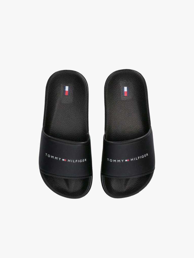Black Logo Pool Slides  Kids Unisex