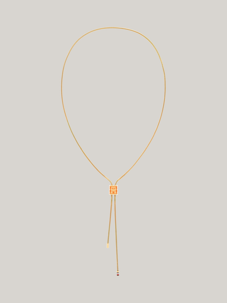 Multi Enamel TH Monogram Gold-Plated Barrel Necklace  Women
