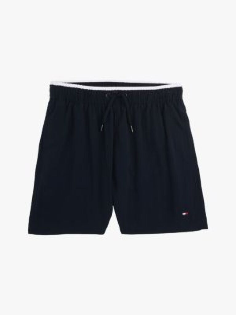 Blue Essential Flag Embroidery Mid Length Swim Shorts  Boys