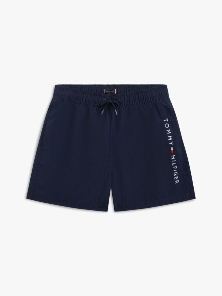 Blue Original Logo Embroidery Mid Length Swim Shorts  Boys