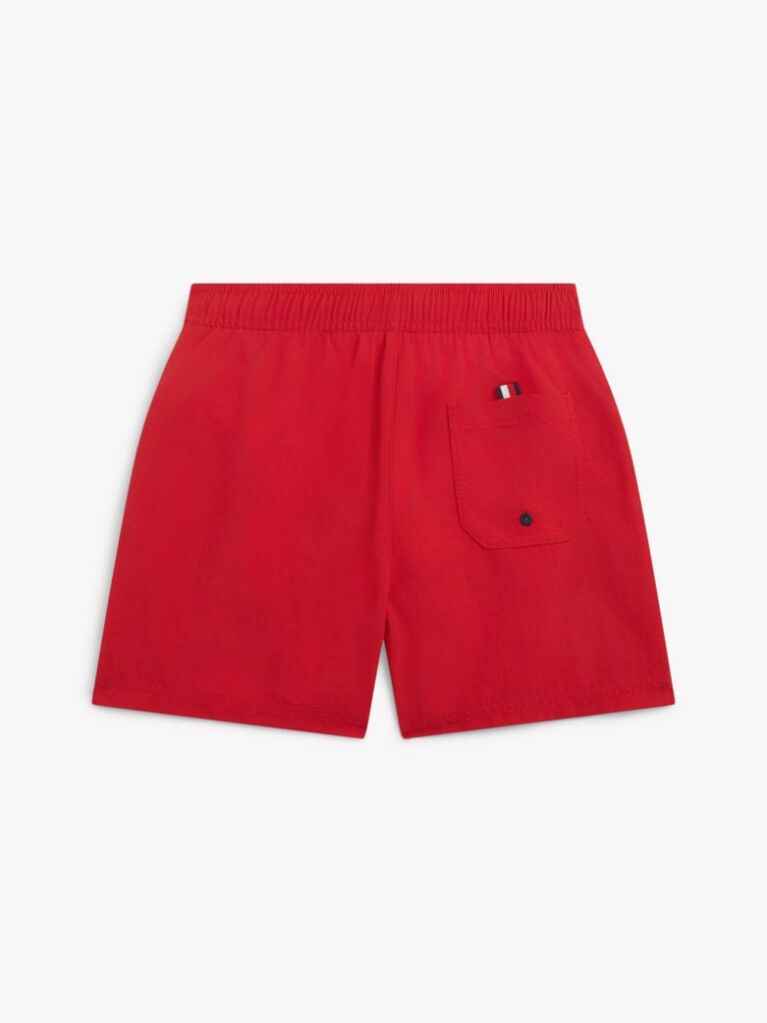 Red Global Stripe Mid Length Swim Shorts  Boys