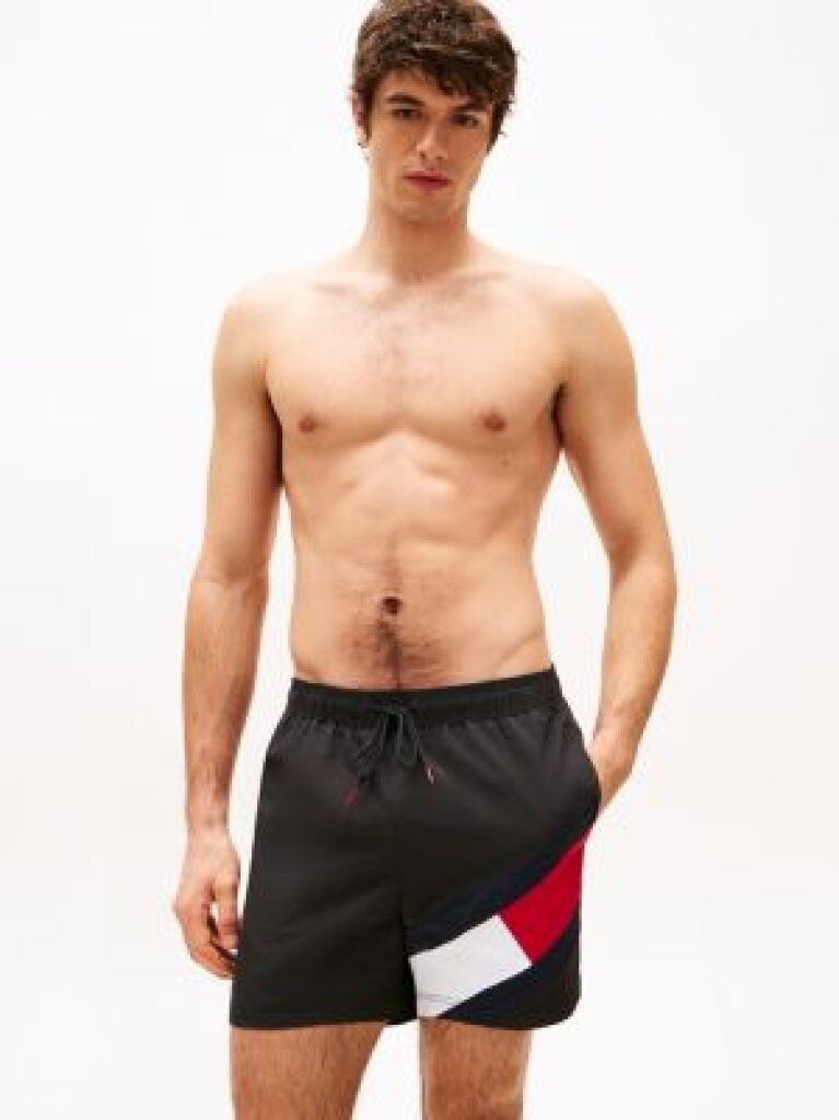 Black Tommy Flag Swim Shorts  Men