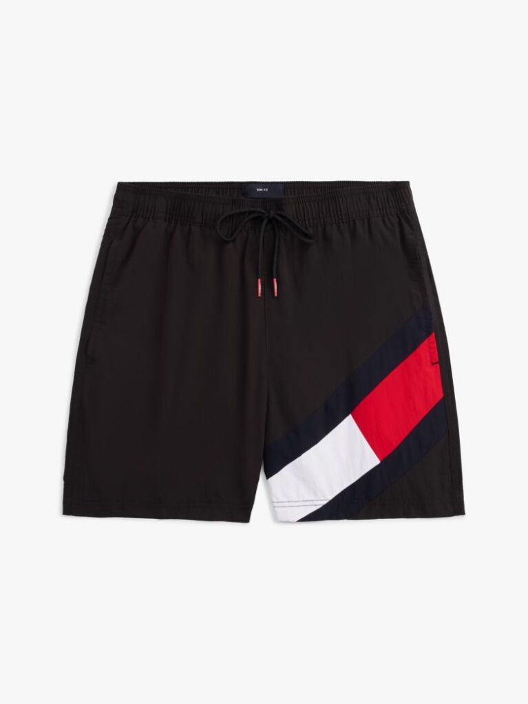 Black Tommy Flag Swim Shorts  Men