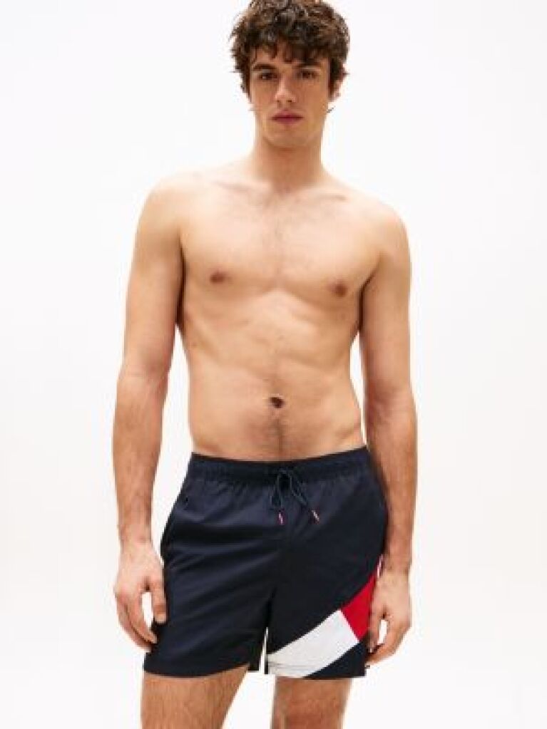 Blue Tommy Flag Swim Shorts  Men
