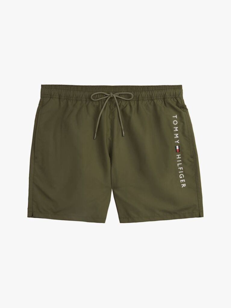 Green Original Logo Mid Length Swim Shorts  Men