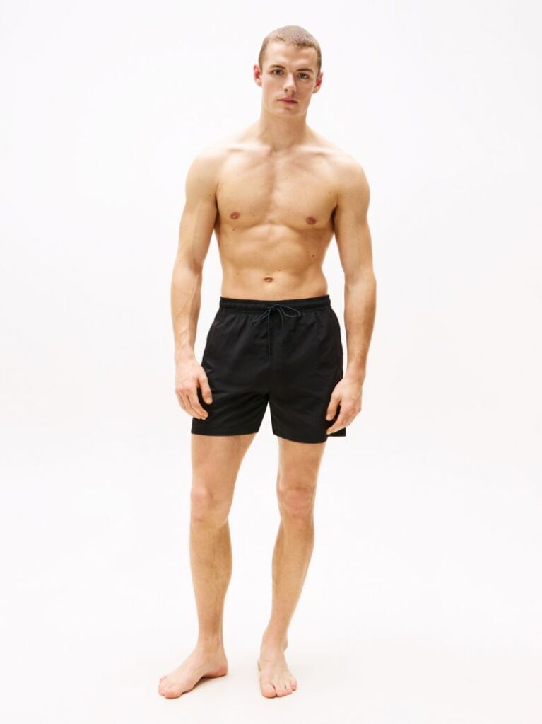 Black Essential Mid Length Swim Shorts  Men