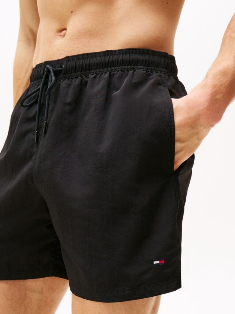Black Essential Mid Length Swim Shorts  Men