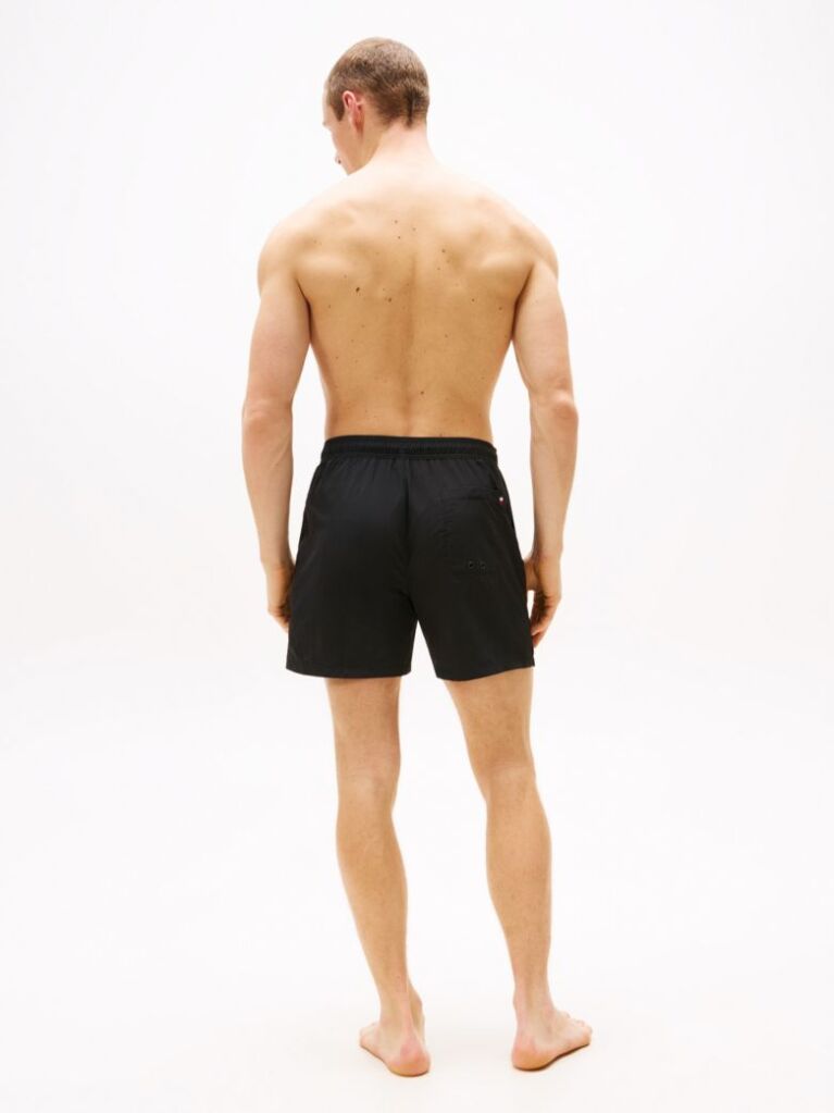 Black Essential Mid Length Swim Shorts  Men