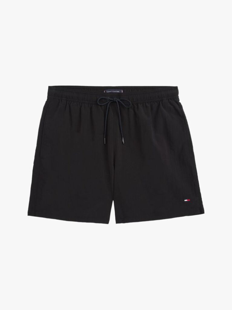 Black Essential Mid Length Swim Shorts  Men