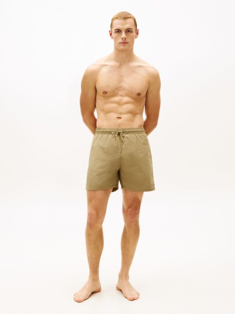Green Essential Mid Length Swim Shorts  Men