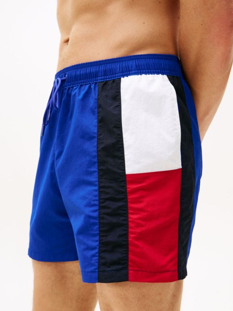 Blue Hilfiger Flag Slim Mid Length Swim Shorts  Men