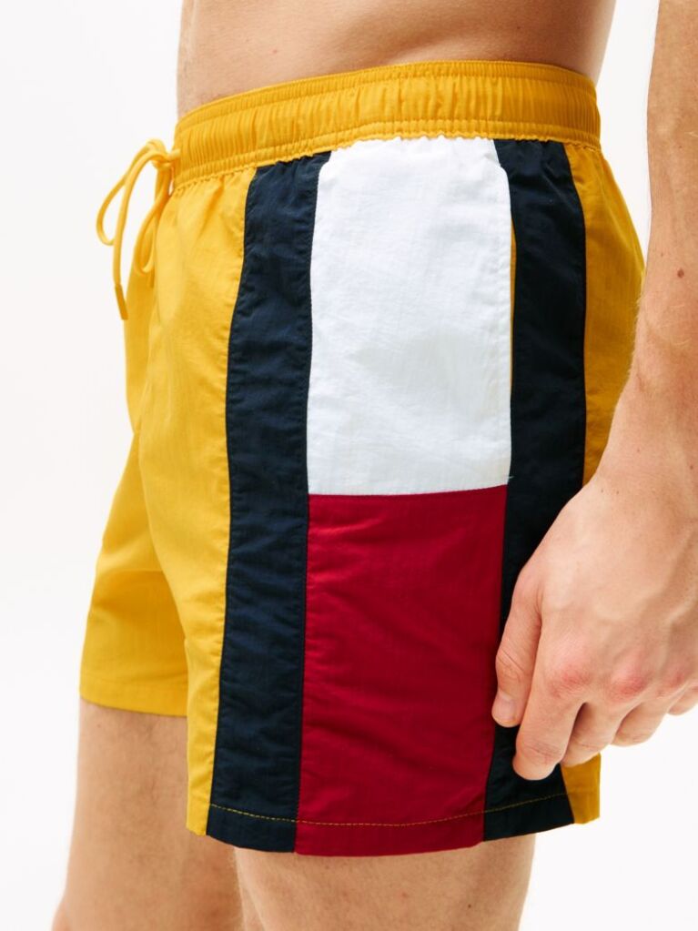 Yellow Hilfiger Flag Slim Mid Length Swim Shorts  Men