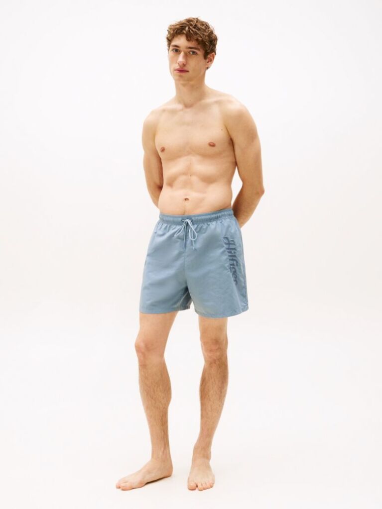 Blue Signature Logo Mid Length Swim Shorts  Men