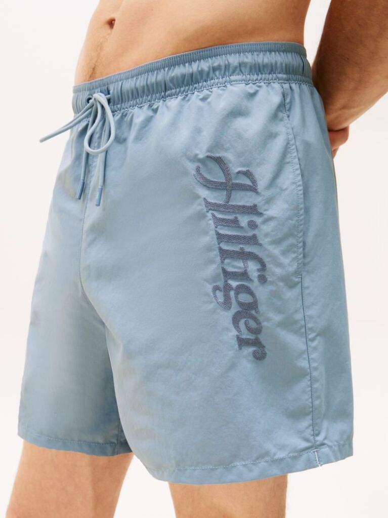 Blue Signature Logo Mid Length Swim Shorts  Men