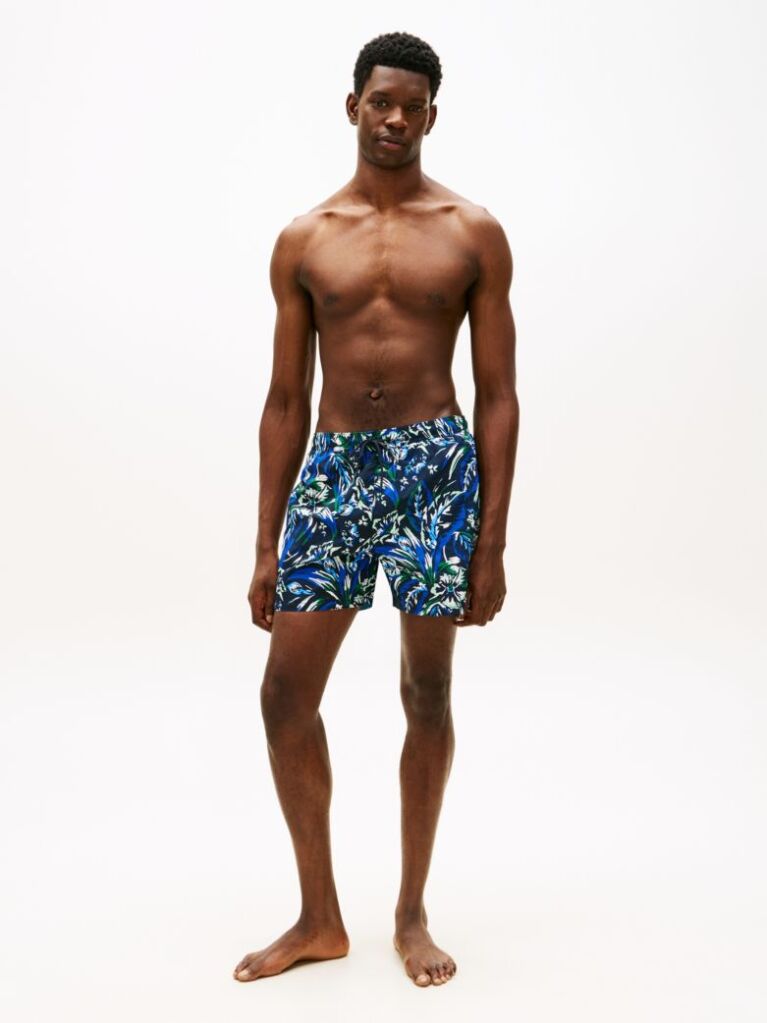 Multi Print Mid Length Swim Trunks  Men
