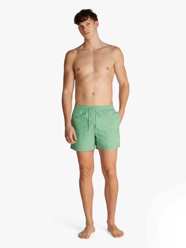Green TH Monogram Mid Length Swim Trunks  Men