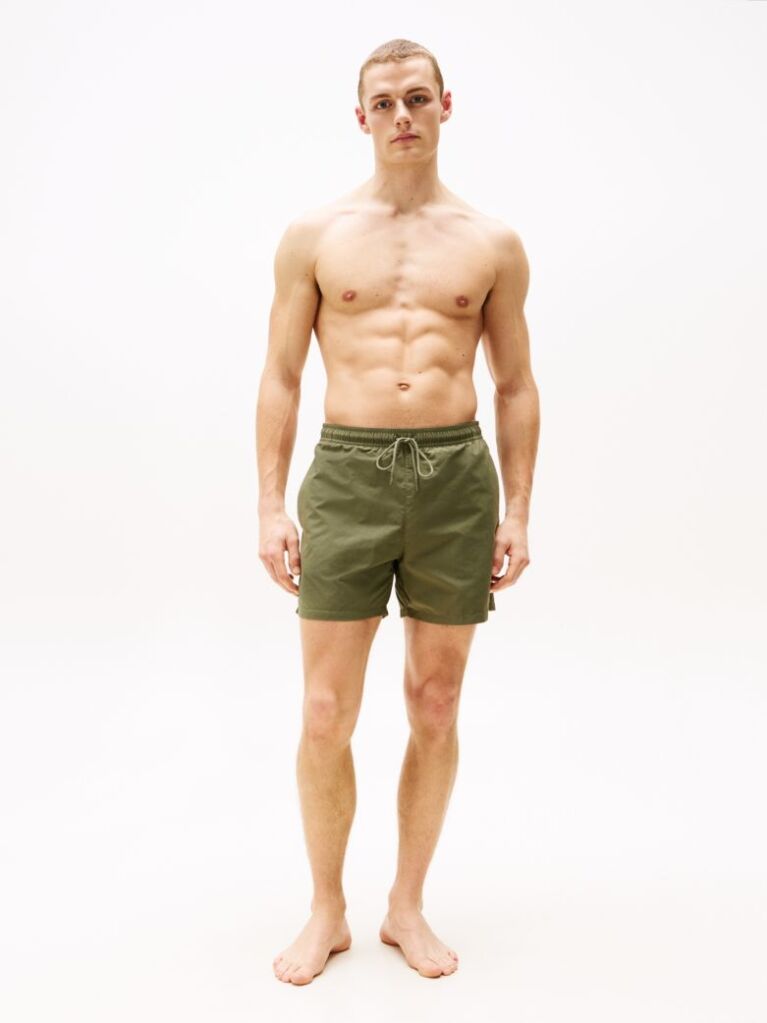 Green TH Monogram Mid Length Swim Trunks  Men