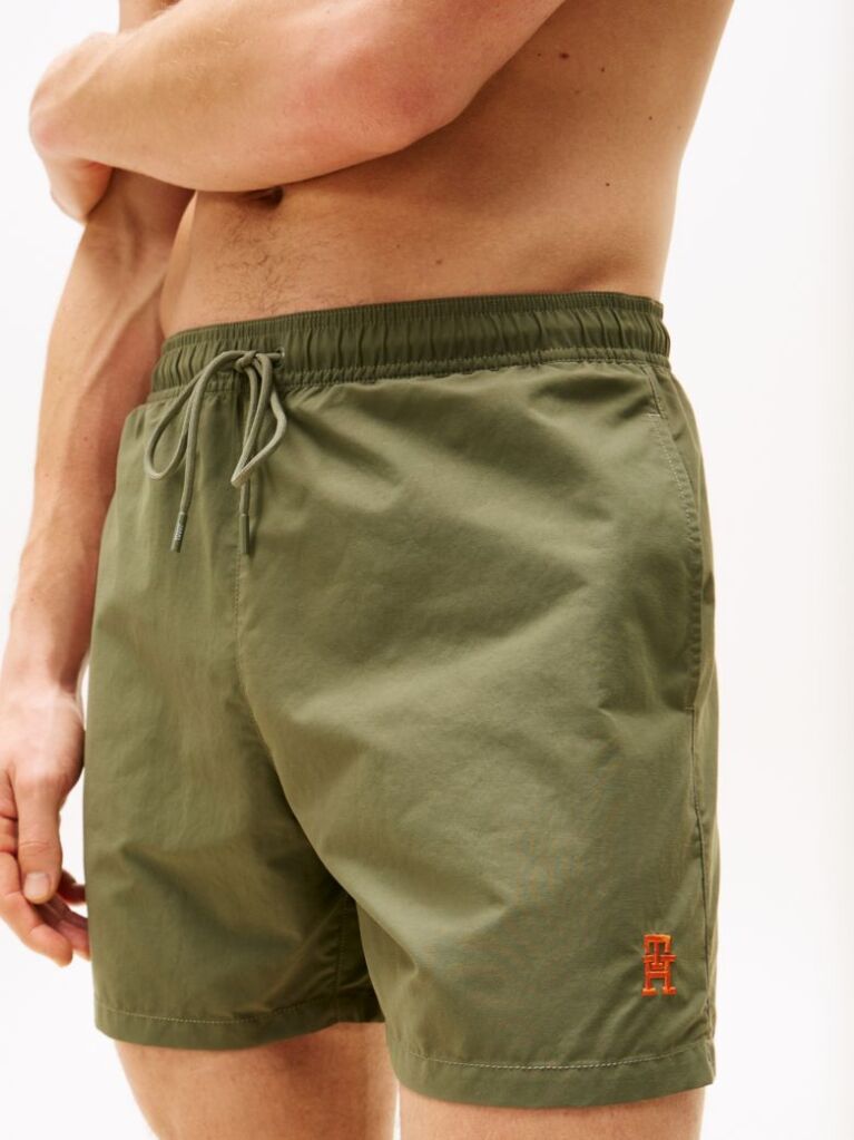 Green TH Monogram Mid Length Swim Trunks  Men