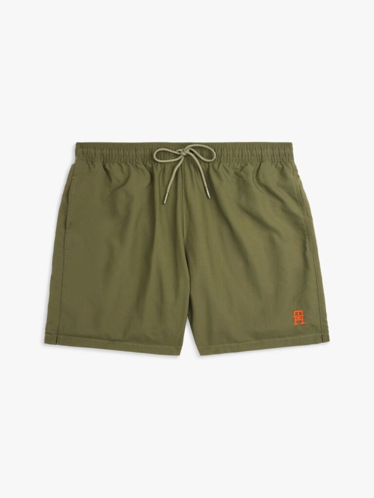 Green TH Monogram Mid Length Swim Trunks  Men