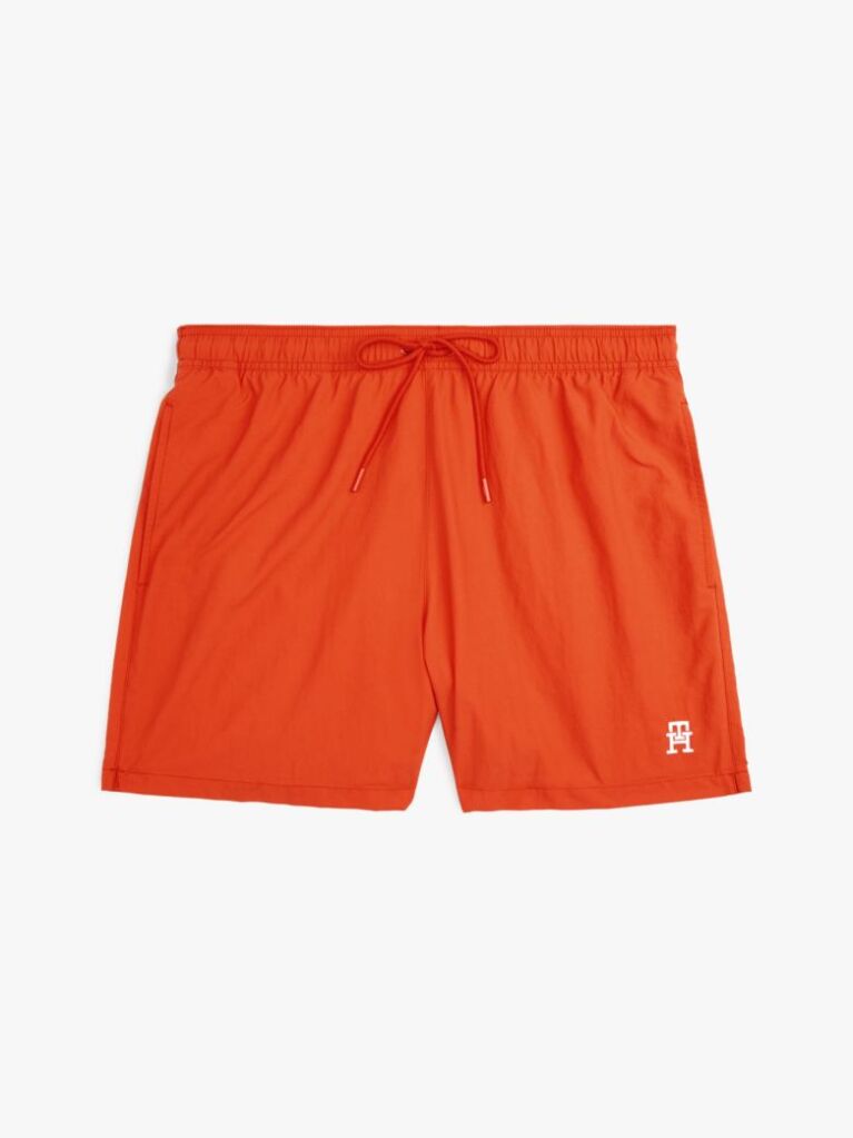 Orange TH Monogram Mid Length Swim Trunks  Men