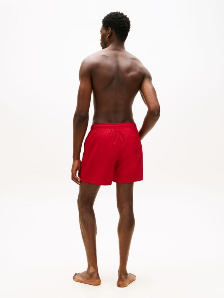 Red Essential Flag Jacquard Mid Length Swim Shorts  Men